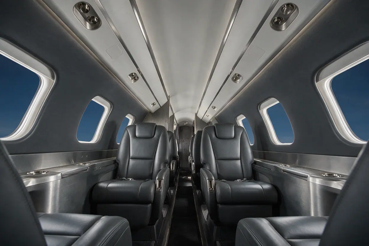Super-midsize jet cabin interior