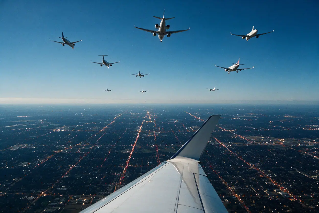 the US lights seen from a private jet