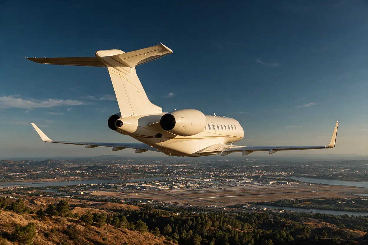 Super-midsize jet on the ramp